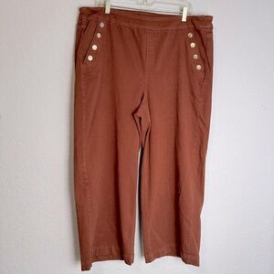 Chico’s Wide Leg Ankle High Rise Denim Pull On Snap Pockets Plus Size Stretch